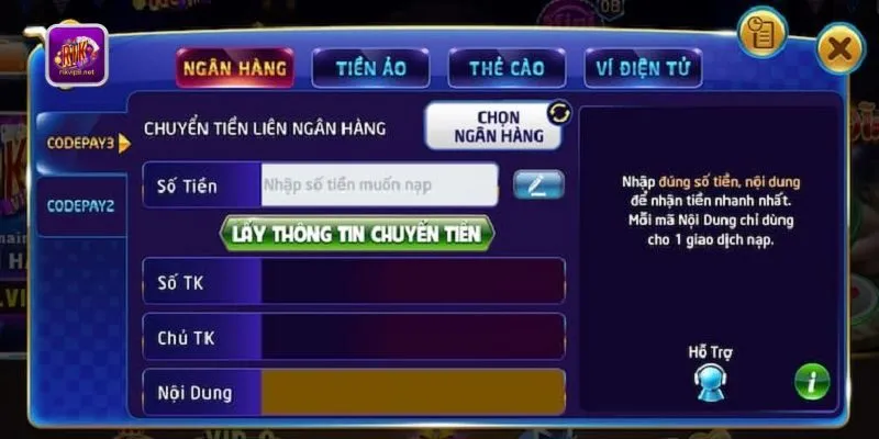 Quy trình nạp tiền Rikvip rất đơn giản cho game thủ áp dụng